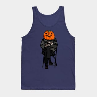 Halloween Horror Pumpkin Head wears Bernie Sanders Mittens Memes Tank Top